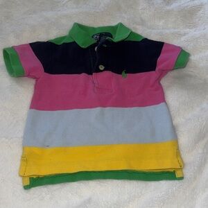 Polo by Ralph Lauren Kids Multi-Color Striped Polo Shirt - Pink/Green